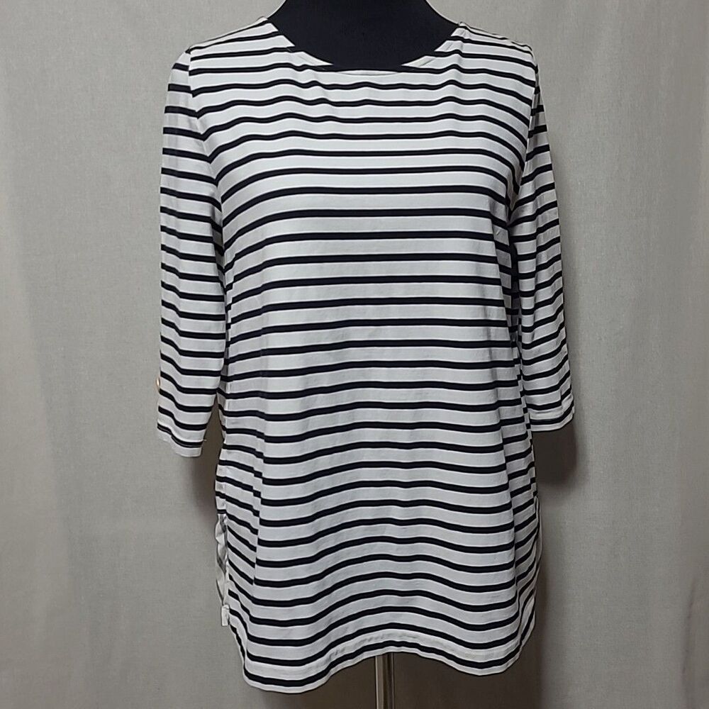 Matilda Jane Joanna Gaines Shirt Womens Size Medium Black Striped Harvest Days